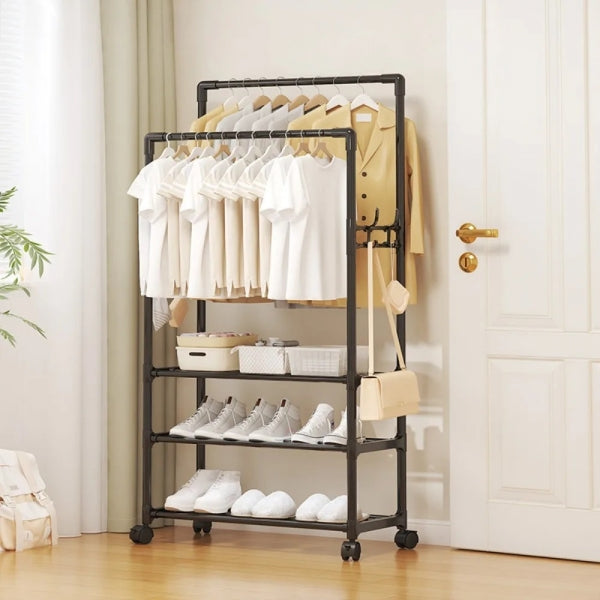 Organizador de Roupas Multifuncional com Rodas e Prateleiras
