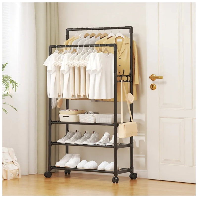 Organizador de Roupas Multifuncional com Rodas e Prateleiras